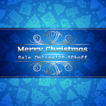 christmas sale blue vector background