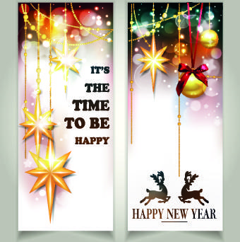 shiny14 merry christmas banners design vector