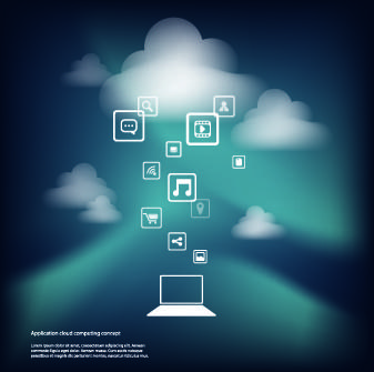 icons and cloud background vector