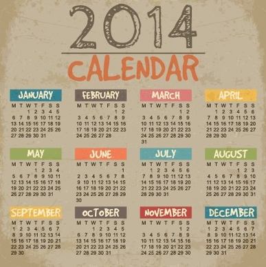 delicate calendar14 year design vector