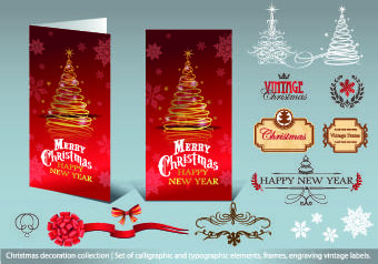 2014 christmas decoration calligraphic with typographic vector