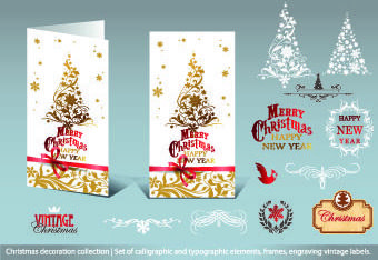 2014 christmas decoration calligraphic with typographic vector