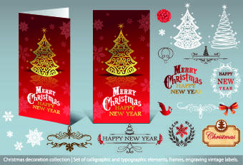 2014 christmas decoration calligraphic with typographic vector