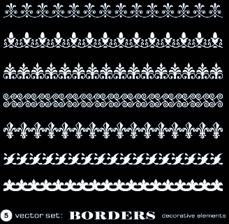 white lace borders vector set