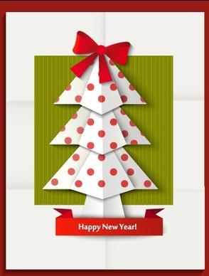 2014 christmas and new year origami greeting card vector