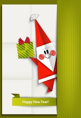 2014 christmas and new year origami greeting card vector