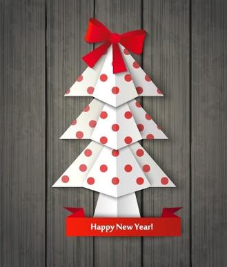 2014 christmas and new year origami greeting card vector