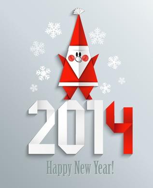 2014 christmas and new year origami greeting card vector