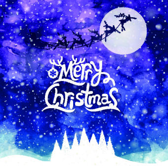 christmas snow night vector background