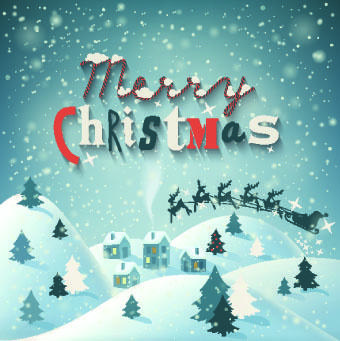 christmas snow night vector background