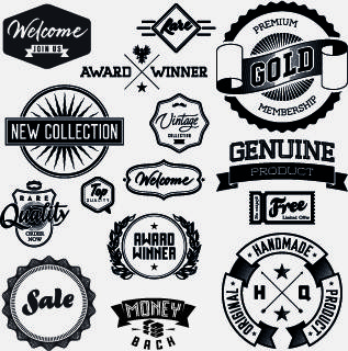 black and white retro labels design vector