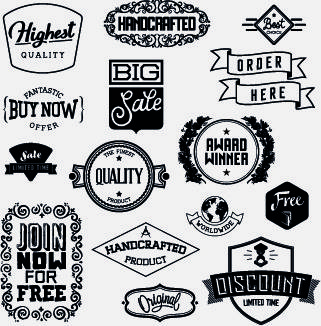 black and white retro labels design vector