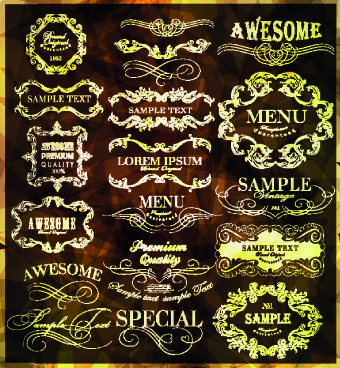 vintage calligraphic design elements vector set