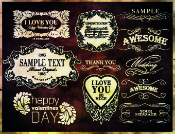 vintage calligraphic design elements vector set