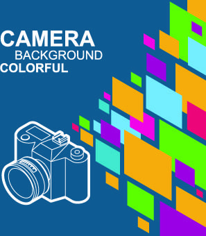 camera with colorful background vector