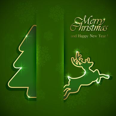 reindeer christmas green background vector