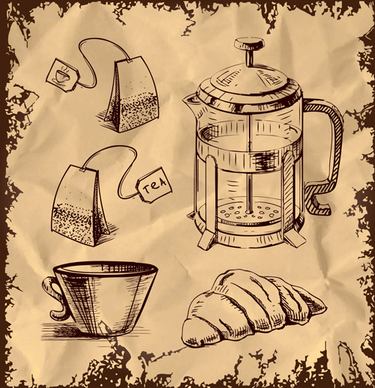 tea time design element vector background set