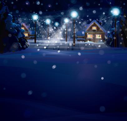 merry christmas winter night designs vector