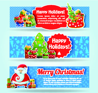 christmas elements with santa vector banner