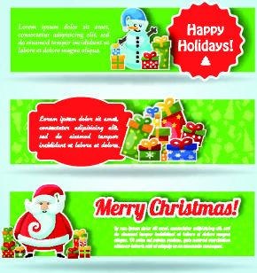 christmas elements with santa vector banner