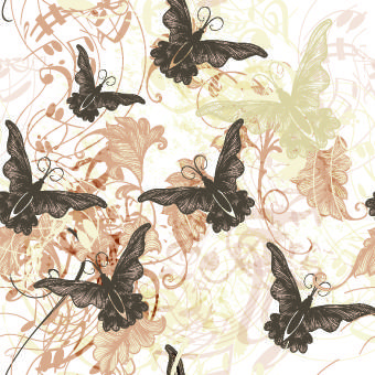 vintage butterflies seamless pattern