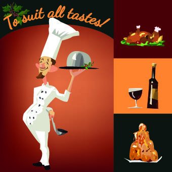 funny chef with menu template vector