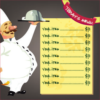 funny chef with menu template vector