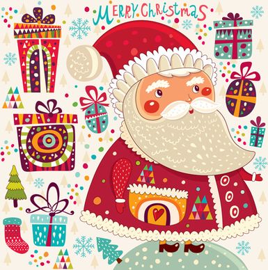 vintage cute santa background vector