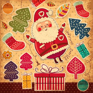 vintage cute santa background vector