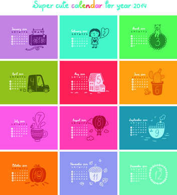 set of calendars14 creative design vector