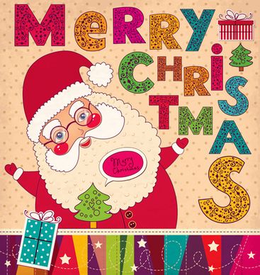 vintage cute santa background vector