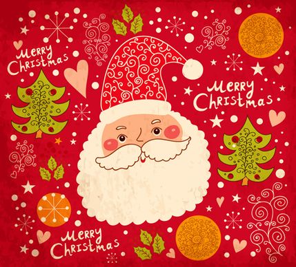 vintage cute santa background vector