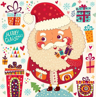 vintage cute santa background vector