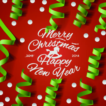 christmas new year ribbon background vector