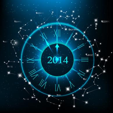 2014 new year clock background set