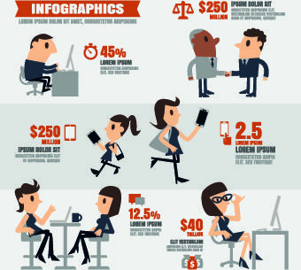 infographics and people design vector