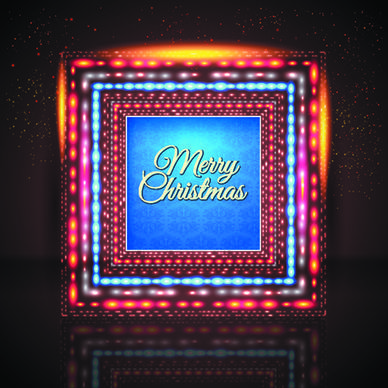 2014 new year christmas colored light frame vector