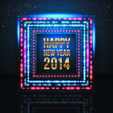 2014 new year christmas colored light frame vector