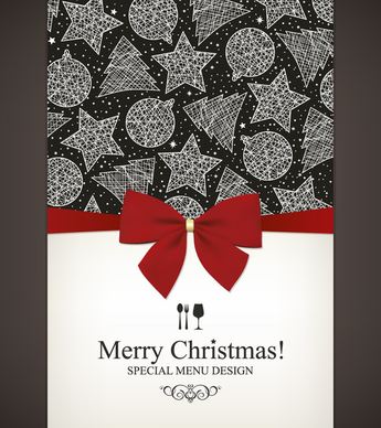 christmas menu and bows design vector