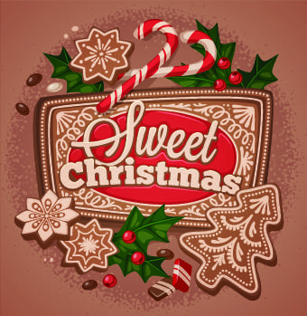 cute sweet christmas cards vector