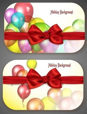 colorful balloons holiday cards vector