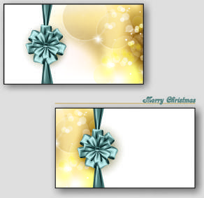 beautiful ribbon bow christmas cards vector