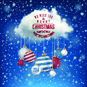 2014 merry christmas decor ball vector background