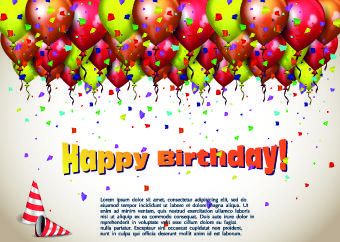 happy birthday colored balloons background