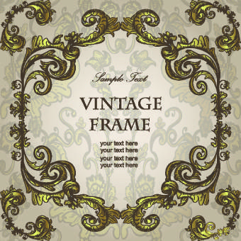 gold floral ornament frame vector