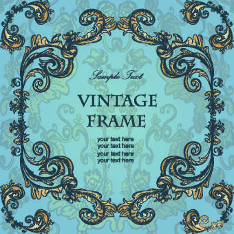 gold floral ornament frame vector