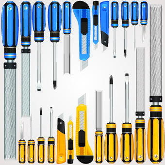 different mechanical tools vector