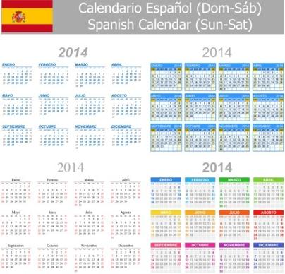 spanish version calendar14 vector