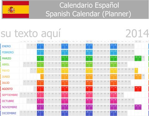 spanish version calendar14 vector