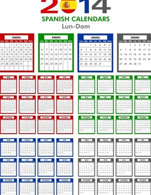 spanish version calendar14 vector